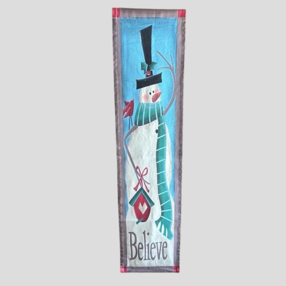 Hand Painted Christmas Winter Snowman Wall Door Hanging Tapestry